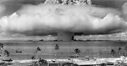 A shot of a Nuclear explosion test site in the US