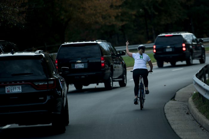 Juli Briskman,  the cyclist who was fired for flipping off President Donald Trump's motorcade in 201...