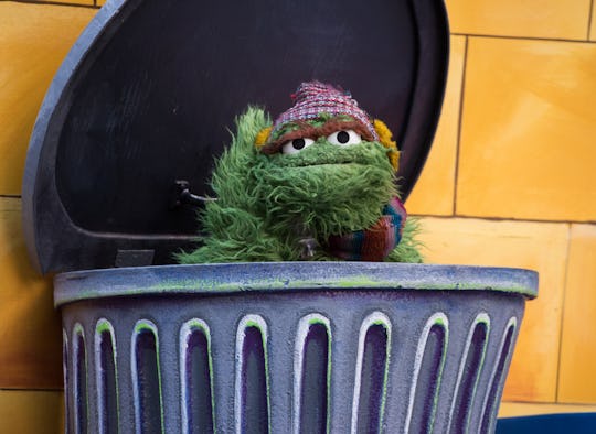 Oscar the grouch in his trash can