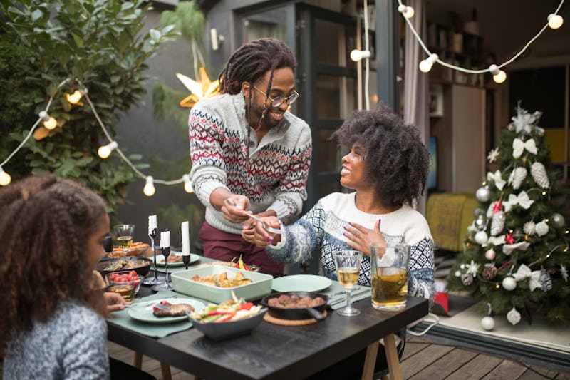 A family has a holiday dinner outside. Nosy relatives are always going to ask invasive questions, so...