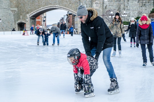 Pediatricians recommend outfitting your kids in helmets and other safety gear if they're ice skating...