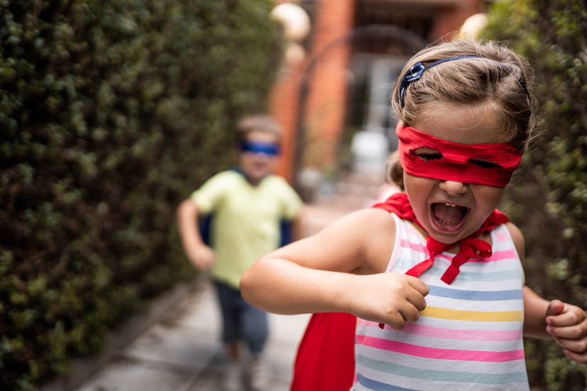 Having your child imagine they are a superhero is one way to encourage your child to be brave.