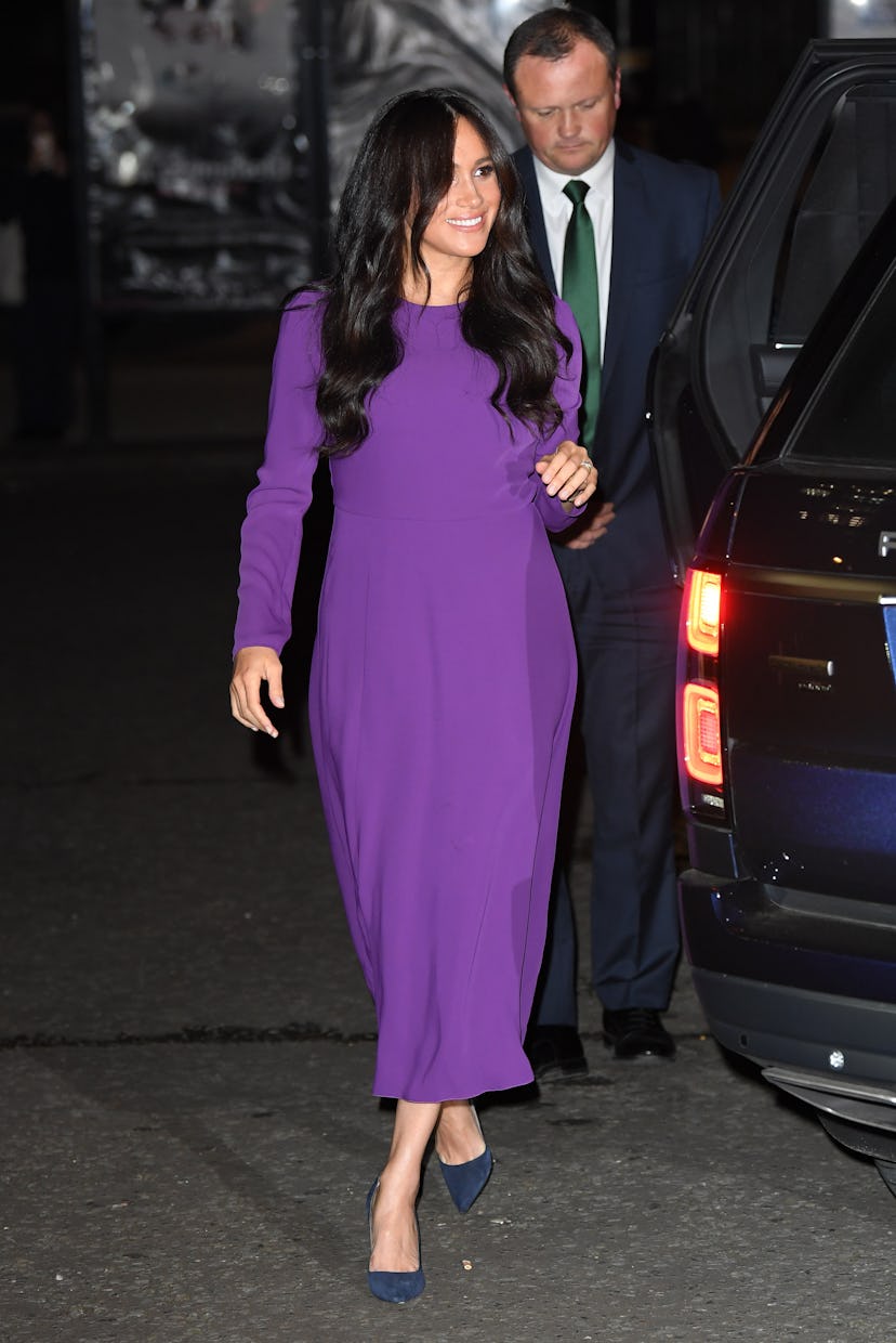 Meghan Markle rewore her purple Aritzia dress in 2019. 