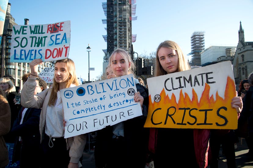 Young people take part in a climate strike 