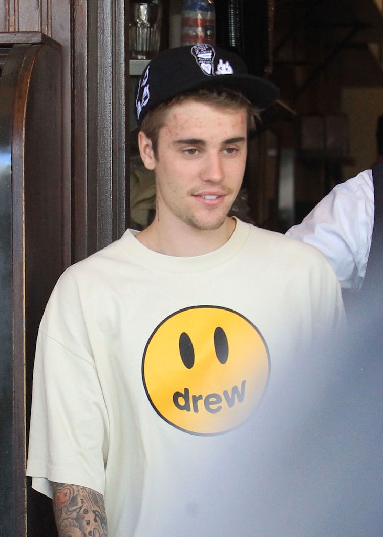 Justin Bieber steps out in a graphic tee shirt.