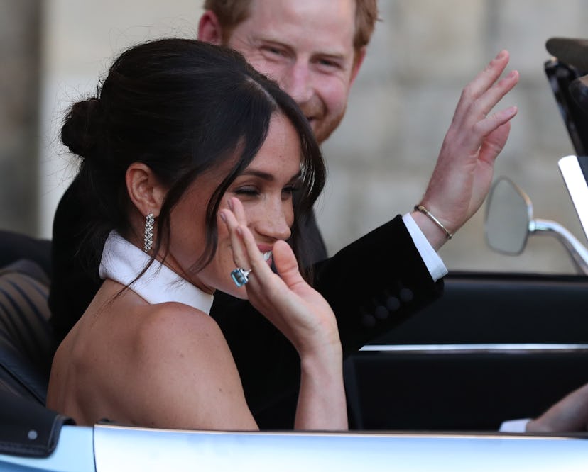 Meghan Markle's aquamarine ring was borrowed from Princess Diana's collection. 