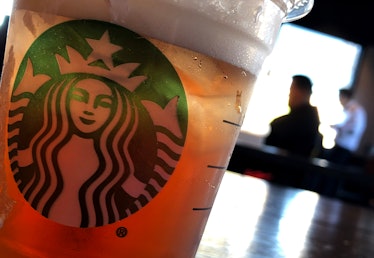 A cup of Starbucks refreshing iced drink.