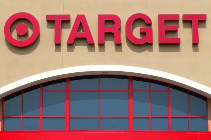 The entrance of the Target store with its logo above
