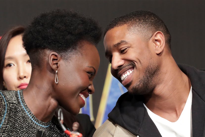 'Black Panther' co-stars Michael B. Jordan and Luptia N'yongo.