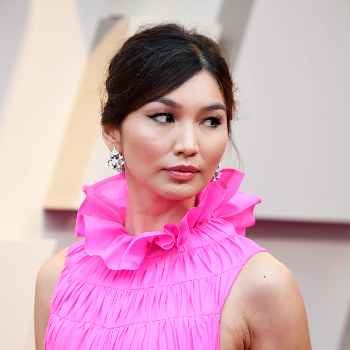 gemma chan pink dress Valentino Gemma Chan Pink Oscars 2019 Gemma Chan Wears Epic Pink Dress At Oscars 2019: Photo