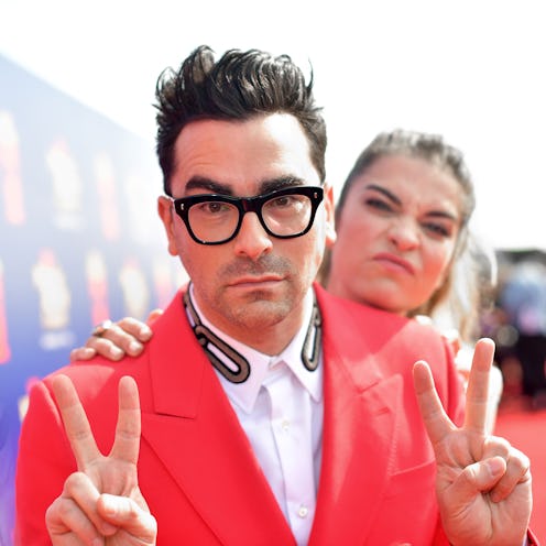 Canadian actor Dan Levy in a red blazer and white shirt at the MTV Movie & TV Awards