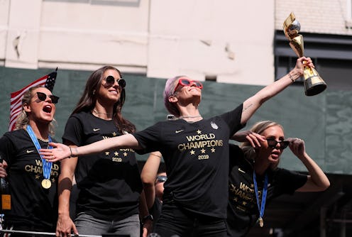 The USWNT players at the World Cup celebration parade
