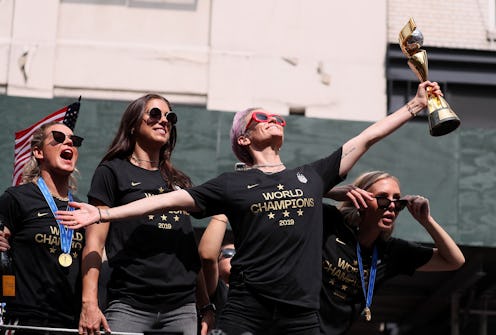 The USWNT players at the World Cup celebration parade