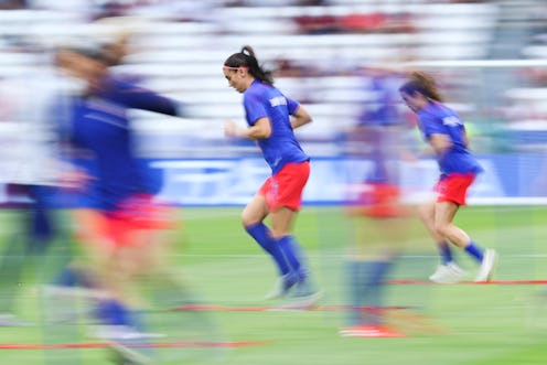 French women's soccer national team during a warmup before a match