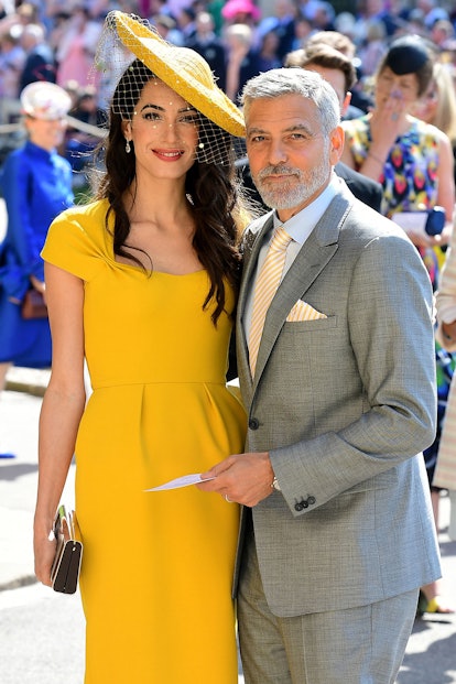 Amal Clooney wearing a matte berry shade on the Royal Wedding