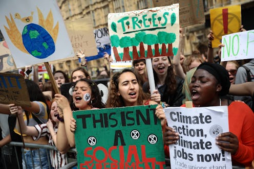 LONDON, ENGLAND - MAY 24: Students take part in a Climate rally in Parliament Square on May 24,, 201...