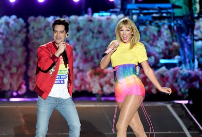 CARSON, CALIFORNIA - JUNE 01: (EDITORIAL USE ONLY. NO COMMERCIAL USE) (L-R) Brendon Urie and Taylor ...