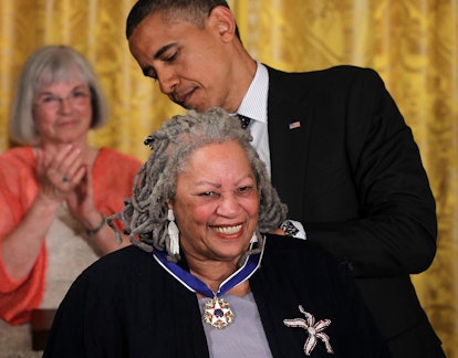 WASHINGTON, DC - MAY 29:  Novelist Toni Morrison is presented with a Presidential Medal of Freedom b...