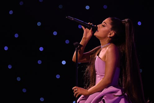NEW YORK, NY - DECEMBER 06: Ariana Grande preforms at Billboard Women In Music 2018 on December 6, 2...