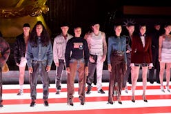 Models standing on the runway while wearing looks from Alexander Wang's Spring/Summer 2020 collectio...