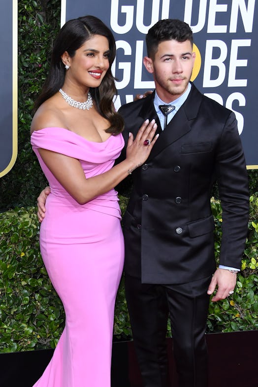 Priyanka Chopra wears white nails at the Golden Globes, one of 2020's celebrity nail polish trends