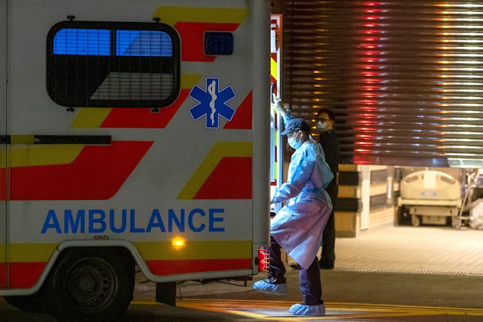An ambulance outside a hospital. The CDC reported the first confirmed case of the coronavirus in Was...