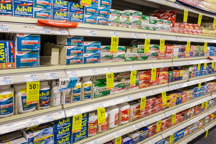 over-the-counter pain pills, Excedrin, on store shelves