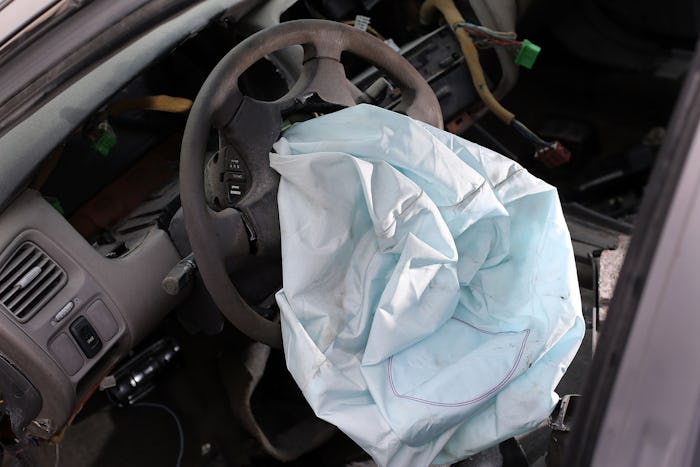 An airbag in a car; Honda, Acura, and Toyota have recalled more than 5 million cars over potential a...