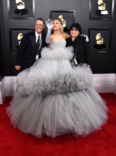 Ariana Grande and her parents attend the 2020 Grammy Awards.