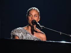 Alicia Keys hits the stage at the 2020 Grammy Awards.