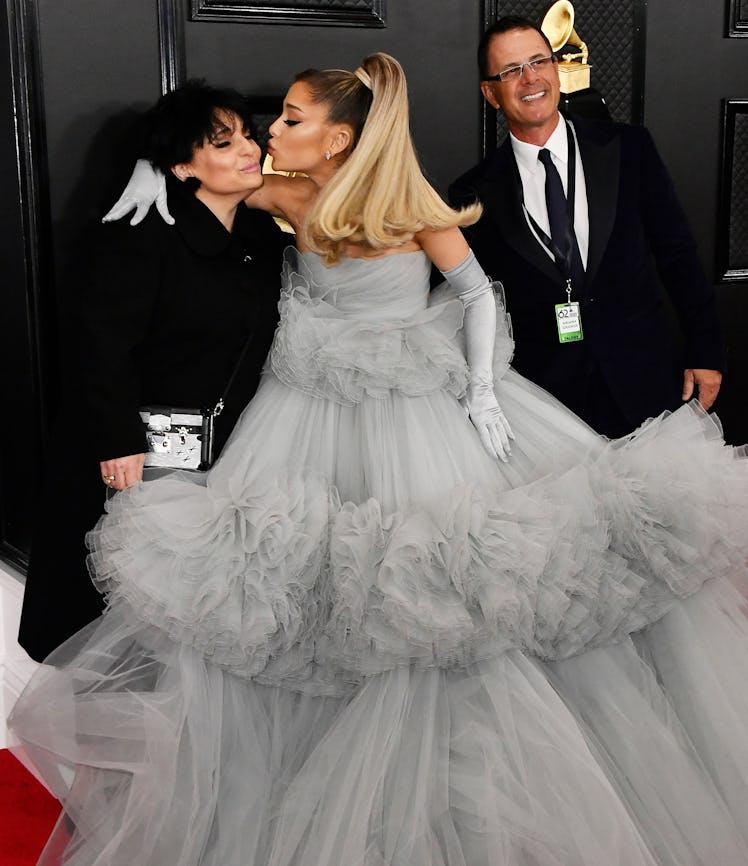 Ariana Grande and her parents at the 2020 Grammy Awards.