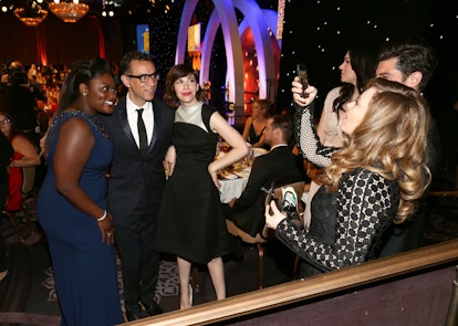 Natasha Lyonne takes a picture of Danielle Brooks, Fred Armisen, and Carrie Brownstein at the 2014 C...