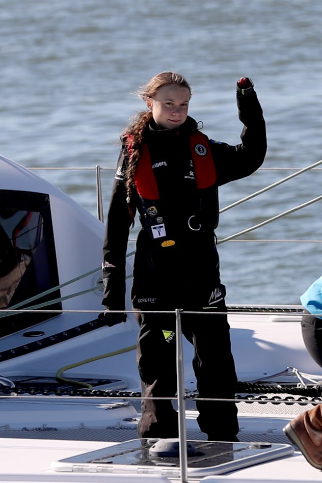 Greta Thunberg travels by sailboat to lessen her carbon footprint.