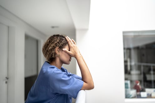 A woman is stressed in a hospital. Stress can affect the body, the brain, the organs and the immune ...