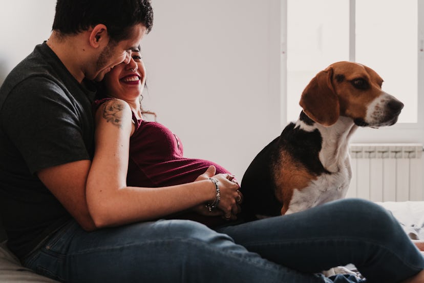 It doesn't necessarily mean labor is near, but your dog might get extra cuddly near your due date.