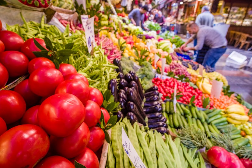 A vegetable stand in a market. Clean eating is a vague label that can exclude nutritious foods, expe...