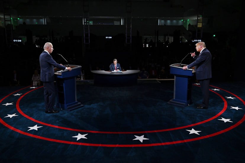 Joe Biden and Donald Trump at the first 2020 presidential debate 