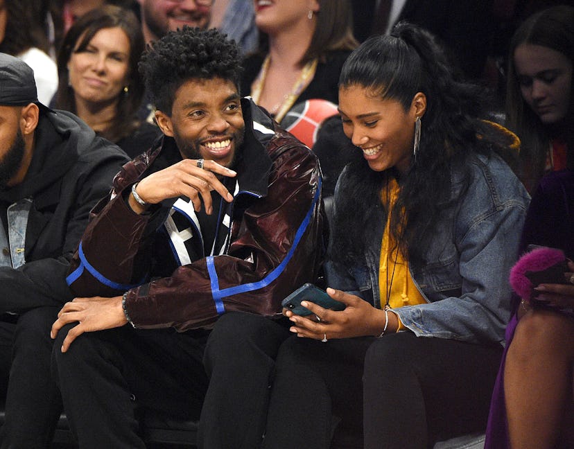 Chadwick Boseman and wife Simone Ledward at the 2020 NBA All-Star game in Chicago