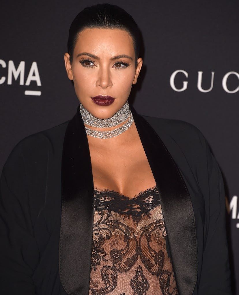A colorful pout is one of Kim Kardashian's rarest beauty looks