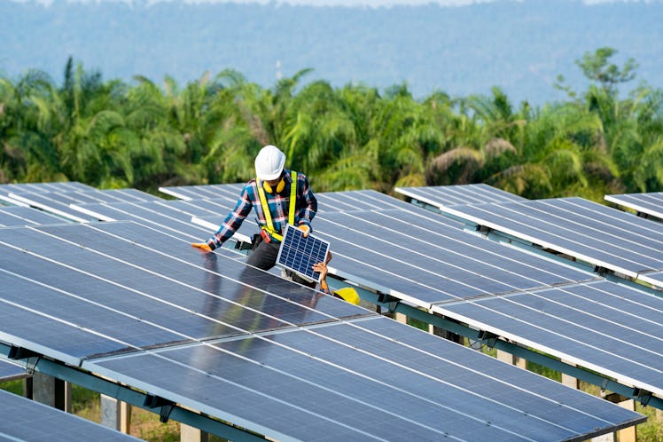 Solar panel installation would be one job that could be paid for under the proposal.