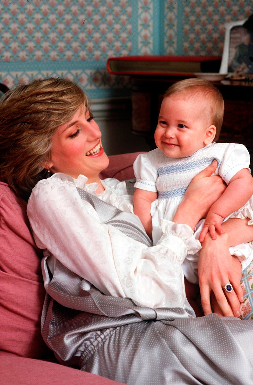Princess Diana laughing with Prince William.