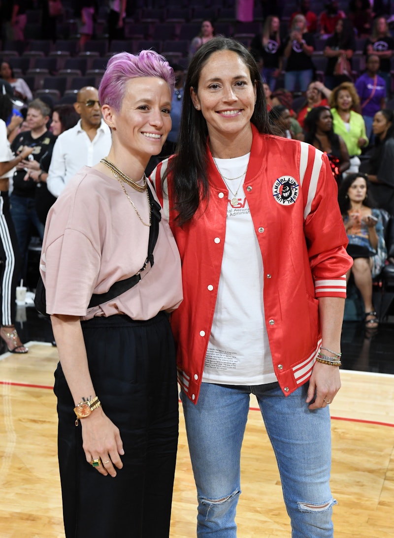 Megan Rapinoe & Sue Bird (pictured together at the 2019 WNBA All-Star Game in Las Vegas) got engaged...