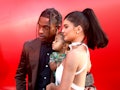 Travis Scott, Stormi, and Kylie Jenner attend the premiere of his documentary.