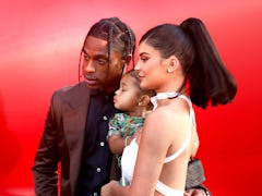 Travis Scott, Stormi, and Kylie Jenner attend the premiere of his documentary.