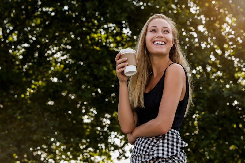 coffee, happy, woman