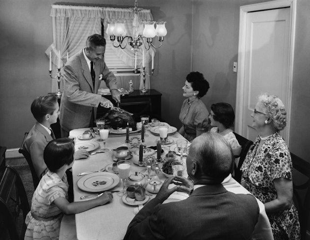 Family on Thanksgiving in the 1950s.
