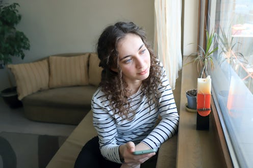 woman, somber