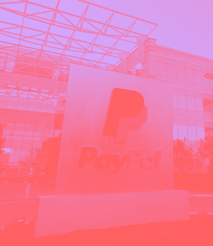PayPal logo outside its company headquarters.