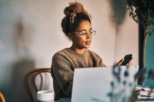 woman, technology, texting