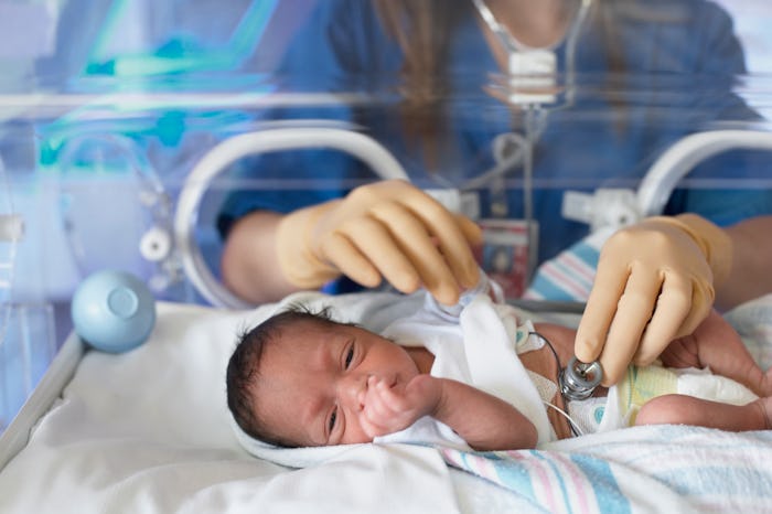 premature baby in incubator